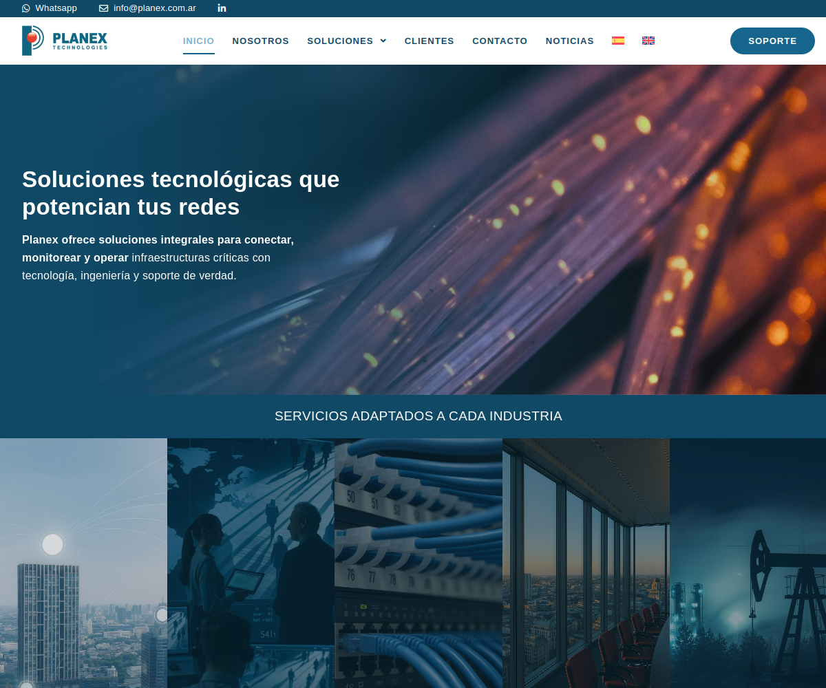 Página de inicio de Planex Technologies, telecomunicaciones y tecnología